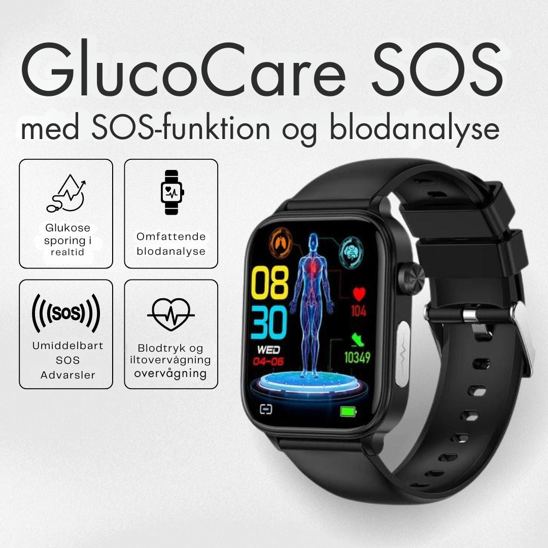 GlucoCare SOS - med SOS-funktion inkl. faldregistrering & certificeret blodsukkermåling