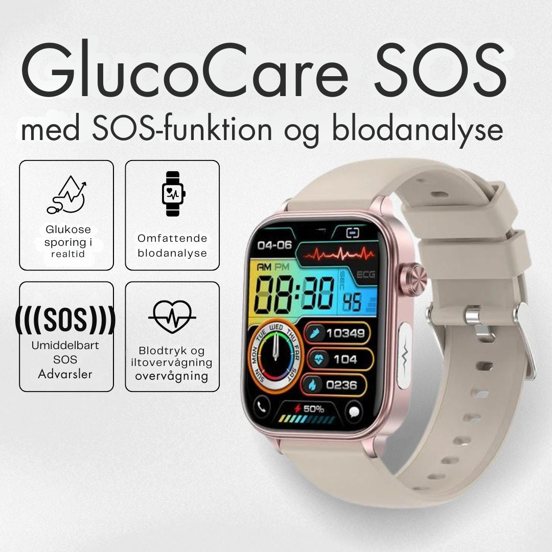 GlucoCare SOS - med SOS-funktion inkl. faldregistrering & certificeret blodsukkermåling