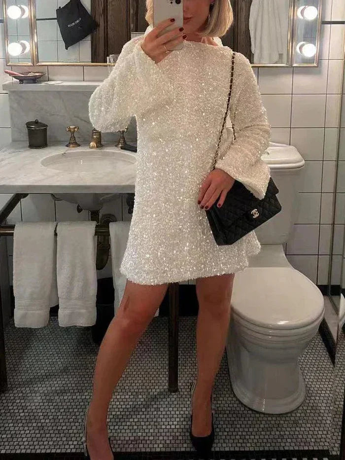 Ella Glitter-kjole med sløjfe på ryggen